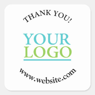 Your Logo, Name & Website Promo White Square Sticker