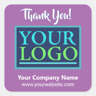 Your Logo, Name & Website Thank You Promo Lavender Square Sticker