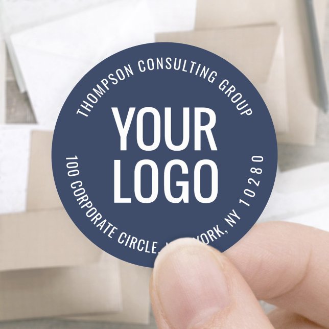 Your Logo Navy Blue and White Return Address Label (Creator Uploaded)