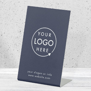 Your Logo Navy Blue Business Corporate Pedestal Sign