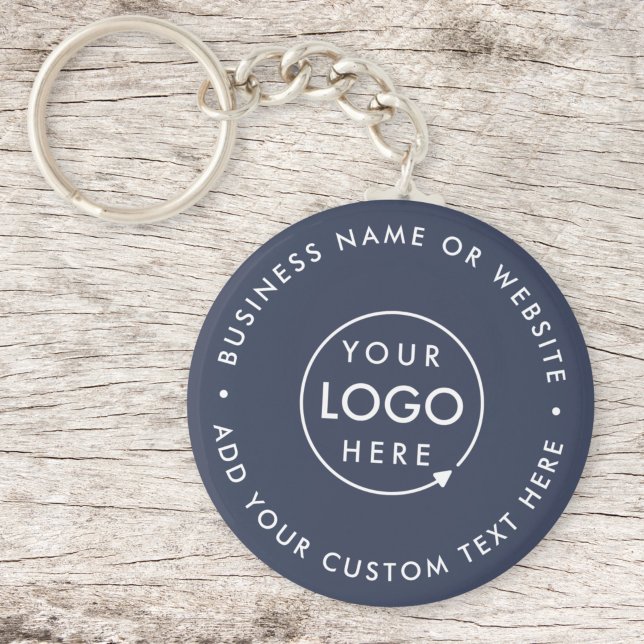 Your Logo | Navy Blue Business Website Promotional Key Ring (Creator Uploaded)