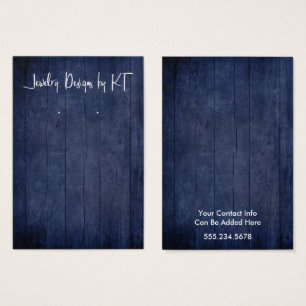 Your Logo Navy Rustic Wood Earring Holder Display