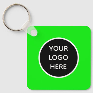 Your Logo Neon Green Elegant Yellow Business Key Ring