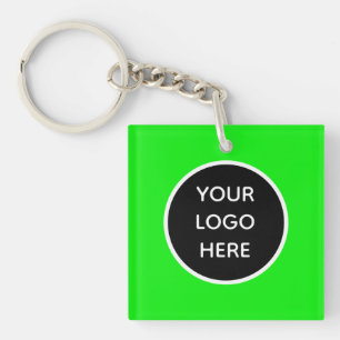 Your Logo Neon Green Elegant Yellow Business Key Ring