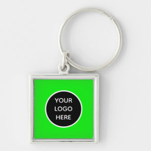 Your Logo Neon Green Elegant Yellow Business Key Ring