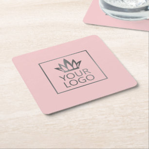 Your Logo on Any Colour Background Square Paper Coaster