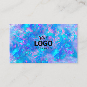 your logo on blue opal texture business card