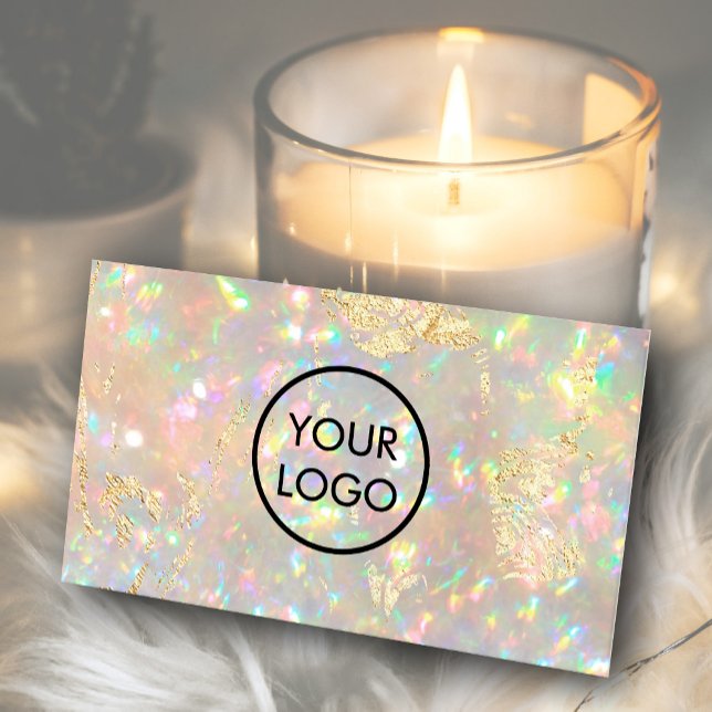 your logo on brilliant opal stone photo business card (Creator Uploaded)