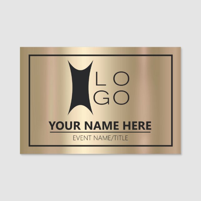 Your Logo on Metallic Gold ID634 Name Tag (Front)