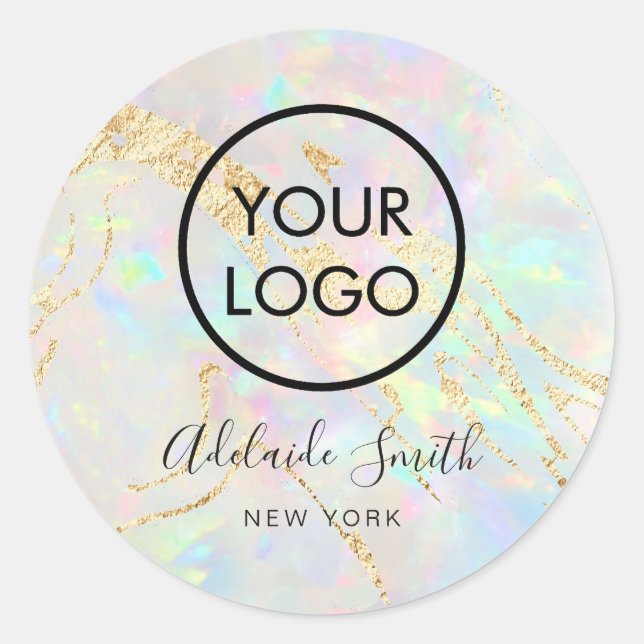 your logo on opal  classic round sticker (Front)