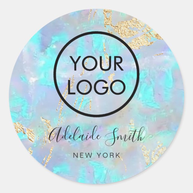 your logo on opal design classic round sticker (Front)