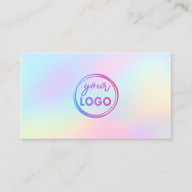 your logo on pastel gradient background business card (Front)
