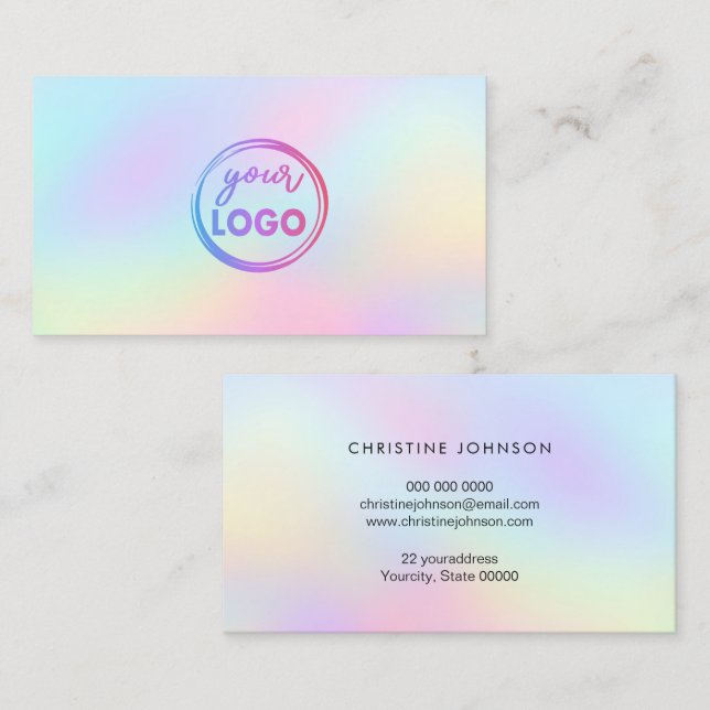 • your logo on pastel gradient background business card (Front/Back)