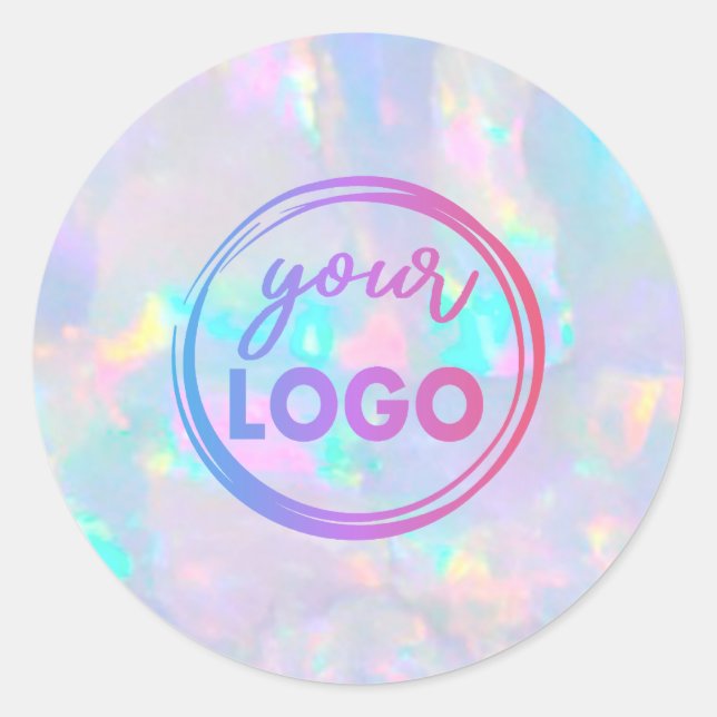 your logo on pastel opal gemstone classic round sticker (Front)