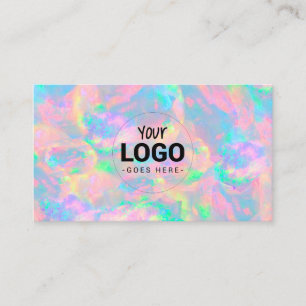your logo on pastel opal texture business card