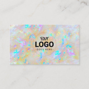 your logo on white opal texture business card