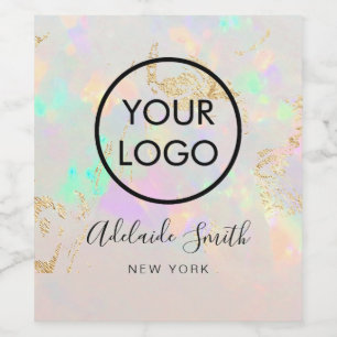your logo on white opal wine label