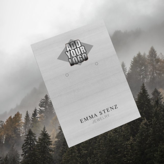 Your Logo on White Wood Earring Jewellery Display Business Card (Creator Uploaded)