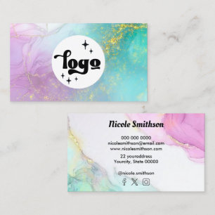 your logo onalcohol ink background business card