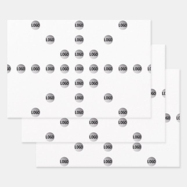 Your Logo or Any Uploaded Image | Star Pattern  Wrapping Paper Sheet (Set)