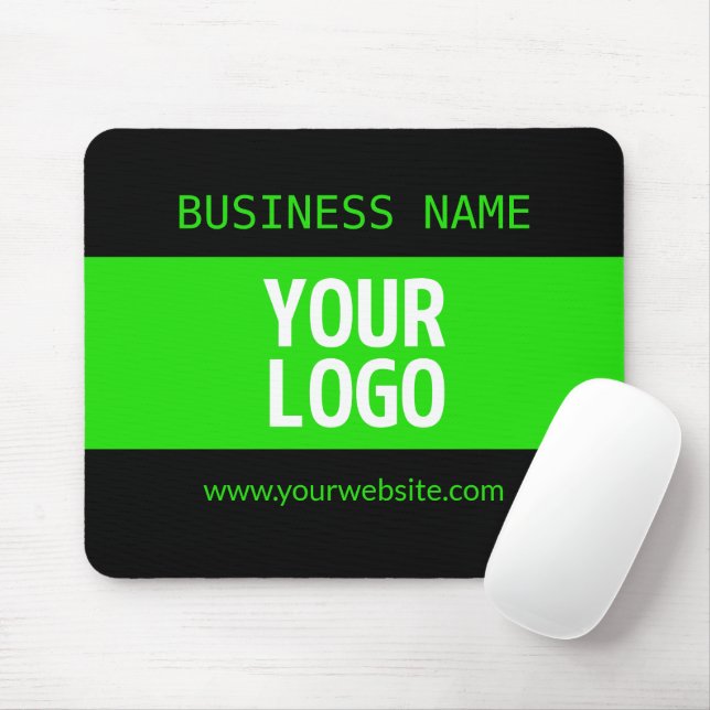 Your Logo or Image | Black & Bright Green Mouse Pad (With Mouse)