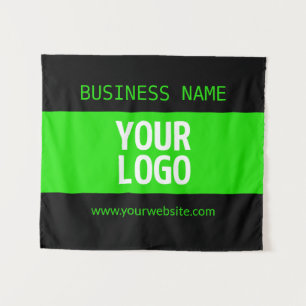 Your Logo or Image   Black & Bright Green Tapestry
