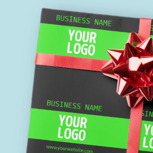 Your Logo or Image   Black & Bright Green Wrapping Paper