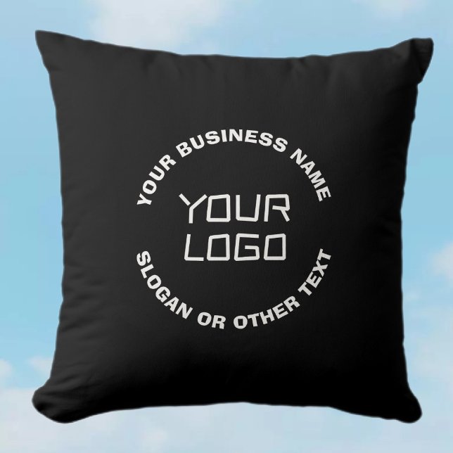 Your Logo or Image & Editable Text | Black & White Cushion (Creator Uploaded)