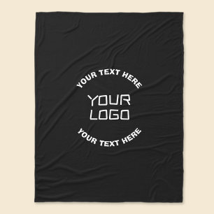 Your Logo or Image & Editable Text Black & White Fleece Blanket