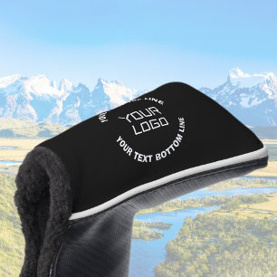 Your Logo or Image & Editable Text   Black & White Golf Head Cover