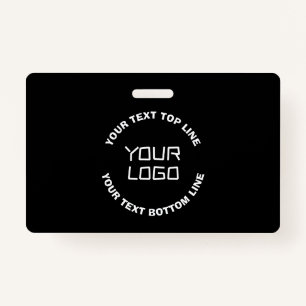 Your Logo or Image & Editable Text Black & White ID Badge