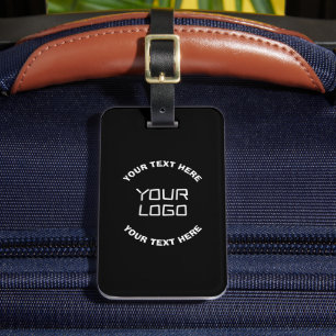 Your Logo or Image & Editable Text Black & White Luggage Tag