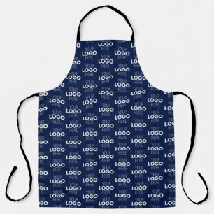 Your Logo or Image Repeating Pattern   Navy Blue Apron