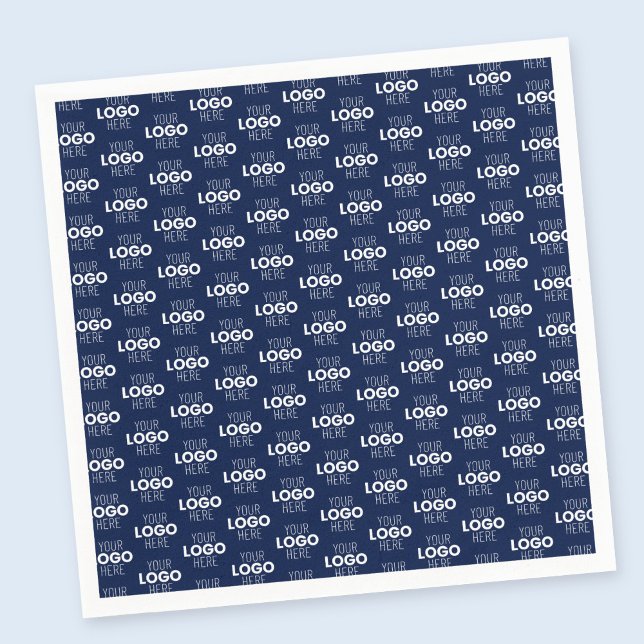 Your Logo or Image Repeating Pattern | Navy Blue Napkin (Creator Uploaded)