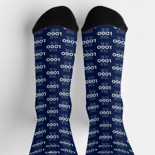 Your Logo or Image Repeating Pattern Navy Blue Socks