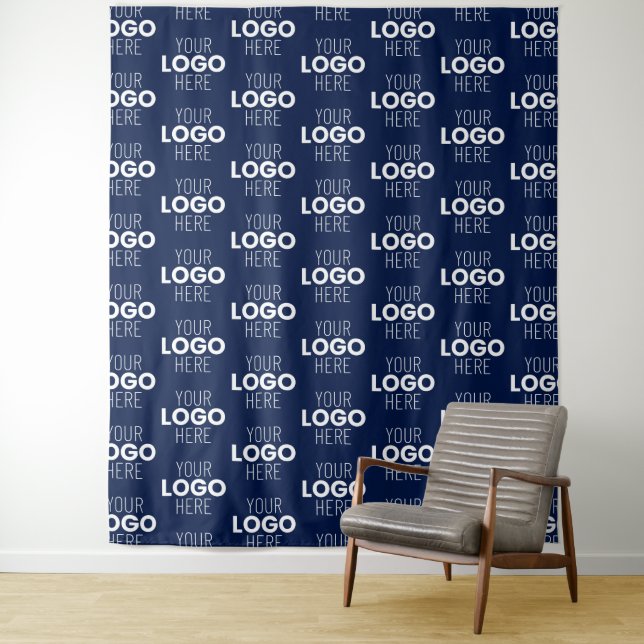 Your Logo or Image Repeating Pattern | Navy Blue Tapestry (In Situ)