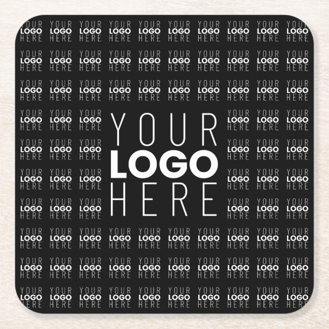 Your Logo or Image Tiled Pattern Large Centre Logo Square Paper Coaster (Front)