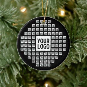 Your Logo or Image   Unique Modern Pattern Ceramic Tree Decoration