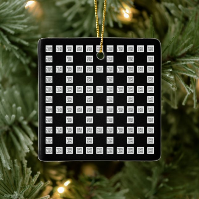 Your Logo or Image Unique Repeating Pattern Ceramic Ornament (Tree)