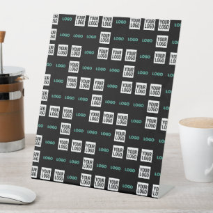 Your Logo or Image   Zig Zag Pattern w/Two Images Pedestal Sign