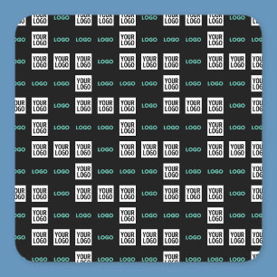 Your Logo or Image   Zig Zag Pattern w/Two Images Square Sticker