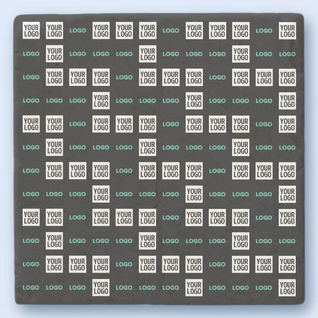 Your Logo or Image | Zig Zag Pattern w/Two Images Stone Coaster (Creator Uploaded)