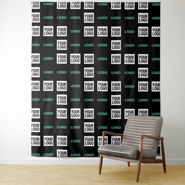 Your Logo or Image | Zig Zag Pattern w/Two Images Tapestry (In Situ)