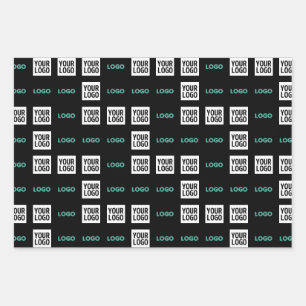 Your Logo or Image   Zig Zag Pattern w/Two Images Wrapping Paper Sheet