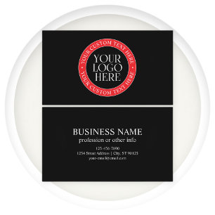 Your Logo or other Image   Black Red & White Business Card