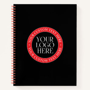 Your Logo or other Image Black Red & White Notebook