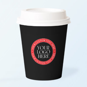 Your Logo or other Image   Black Red & White Paper Cups