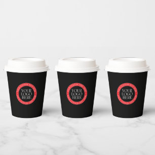 Your Logo or other Image   Black Red & White Paper Cups
