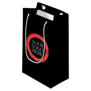 Your Logo or other Image Black Red & White Small Gift Bag