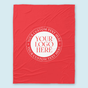 Your Logo or other Image   Christmas Red & White Fleece Blanket